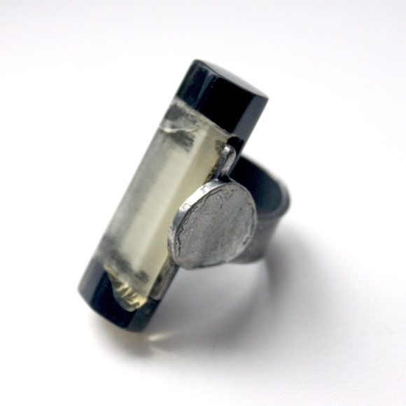 Anne-Marie Chagnon extra large bague ring wide pewter resin étain size US 8 - Picture 2 of 14